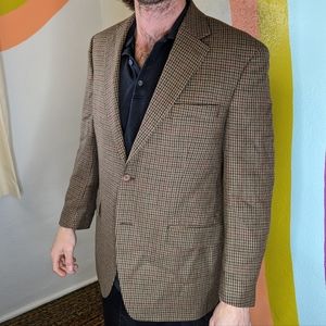 Vintage Houndstooth Ralph Lauren Wool Suit Jacket Size 42R
